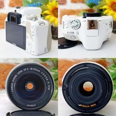 【全国送料無料】Canon EOS Kiss X7 おしゃれなホワイトカラー✨ 届いたらすぐに使えます✨ ダブルレンズ希望も相談ください♪　運転が不慣れな為、お近くまで来ていただけますと助かります✨ ズームレンズキット 一眼レフ キヤノン キャノン