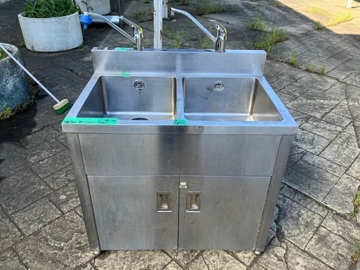中古　扉付き２槽シンク　引き取り限定