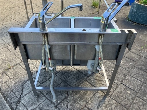 中古 扉付き2槽シンク 引き取り限定