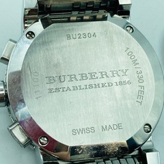 a0913601 バーバリー BURBERRY クロノグラフ 動作OK 腕時計 BU2304 黒文字盤 クオーツ 箱付き デイト 中古品
