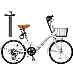 【新品】折畳み自転車 20インチ 軽量  6段変速 ワイヤーロック、ライト、カゴ、空気　入れ付き