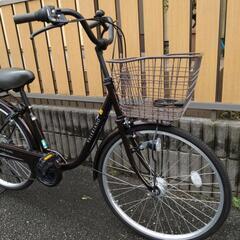 綺麗なママチャリ 茶色 5段変速 24インチ