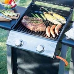 ①クリスマスに間に合わせよう！新品未開封(未開梱)BBQグリル使いやすい2バーナーCAINZバーベキューグリル