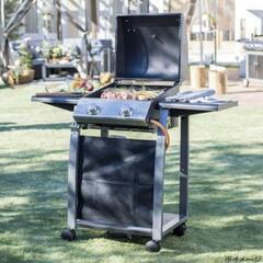 ①クリスマスに間に合わせよう！新品未開封(未開梱)BBQグリル使いやすい2バーナーCAINZバーベキューグリル