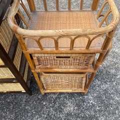 昭和レトロ ラタンランドリーラック バスケット 籐カゴ ヴィンテージ