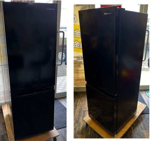 【中古品】高年式 2023年製 ほぼ未使用品 Hisense ノンフロン冷凍冷蔵庫 HR-D1701B ハイセンス ブラック 175L キッチン家電