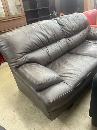 リサイクルショップどりーむ荒田店 No13417 ソファ　三人掛け　レザー　ブラウン　応接　 リサイクルショップどりーむ荒田店 No13417 ソファ 三人掛け レザー