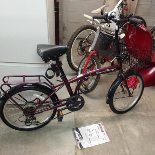 ミムゴ 折りたたみ自転車 20インチ 6段 ブラウン系 取説、ライト付 シートチューブ310mm トップチューブ530mm