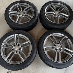 ホイール、スタッドレスタイヤ　ブリザックVRX3 8分山前後　225/45R17 4本セット　5穴　PCD112　17インチ　7J +48 EUROTECH