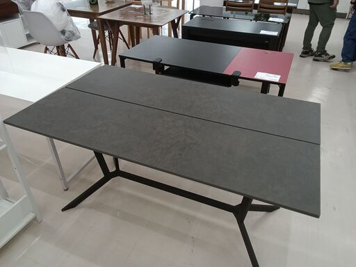 ★ジモティ割あり★  テーブル ダークグレー×ブラック W135×D80×H71.5 クリーニング済み TC5257