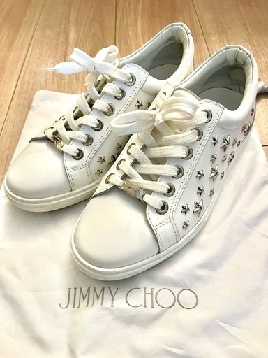 JIMMY CHOO ホワイト スタースタッズ付き スニーカー 保存袋付き