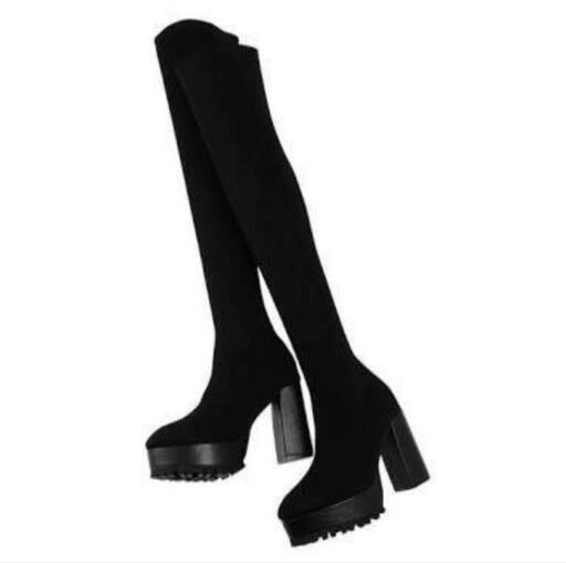 新品　EGOIST エゴイスト　厚底　ストレッチ　ソックス　ニーハイブーツ　黒　L　24.0