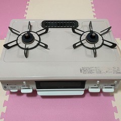 リンナイ【ガスコンロ／ピンク】都市ガス用、左強火、ホース付き