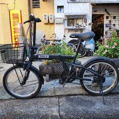 ＪＥＥＰ　折りたたみ自転車　２０インチ　６変速　カゴ　付き 黒　配達可能