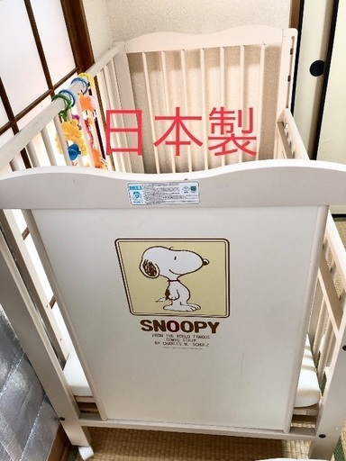 日本製 ベビーベッド【マットレス、防水シート、説明書あり】