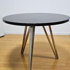 ダイニングテーブル KANADEMONO THE CAFE TABLE/3pin ダイニングカフェテーブル3点セット[B] リノリウム × Black Steel