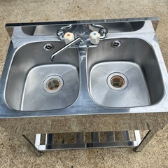 アズマ ステンレス製 2槽シンク 流し台 シンク 横75cm奥行き45cm高さ80cm