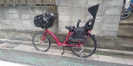 ◆中古自転車・22/26子供乗せ自転車・サイモト・3段ギヤ・LEDオートライト・ピンク