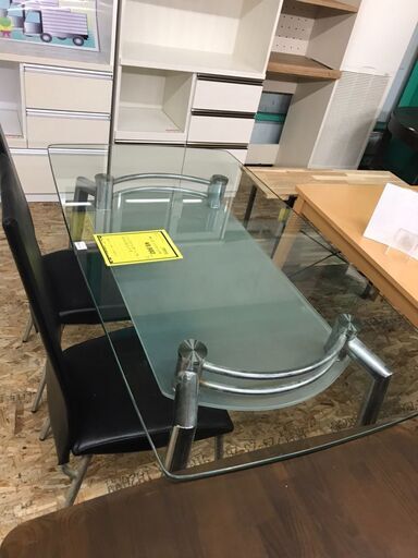 ガラスダイニングセット　2人用　椅子2客　ダイニングセット　ガラステーブル　おしゃれ　ジャングルジャングル貝塚店　貝塚市　二色浜