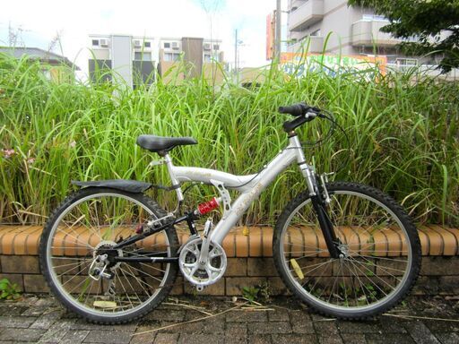 中古自転車  MY PALLAS マウンテンバイク 自転車 21段変速(前3段、後7段) 26インチ シルバー 通勤 通学 近所のお出掛けなどに