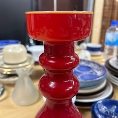 デンマーク　ガラス花瓶　23.5cm フラワーベース　レッド　赤　アンティーク　ヴィンテージ