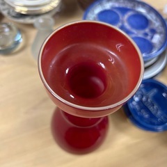 デンマーク　ガラス花瓶　23.5cm フラワーベース　レッド　赤　アンティーク　ヴィンテージ