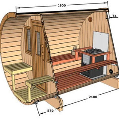 エストニア産バレルサウナ2.8m 電気ストーブセット（別途費用有）