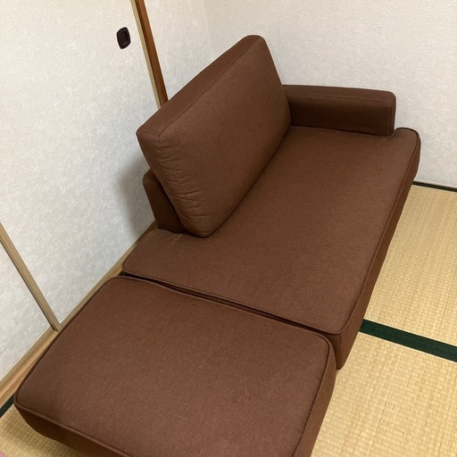 美品2人掛けカウチ\nソファ＋オットマン（足乗せ）つき