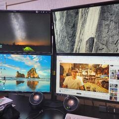 モニターディスプレー4台、4面用スタンド、HDMI4ポートビデオカード