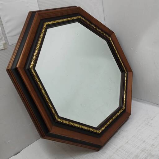 八角ミラー イタリア製  ホワイト ゴールド 48X48 Bertozzi ベルトッツィ　美品