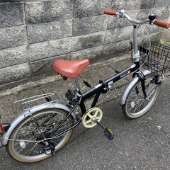 【20インチ折りたたみ】美品❗️外装6段変速付　前カゴ、泥除け装備❗️チェーン新品❗️若林自転車　浜大津店　SALE中❗️
