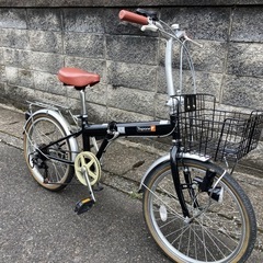 【20インチ折りたたみ】美品❗️外装6段変速付　前カゴ、泥除け装備❗️チェーン新品❗️若林自転車　浜大津店　SALE中❗️