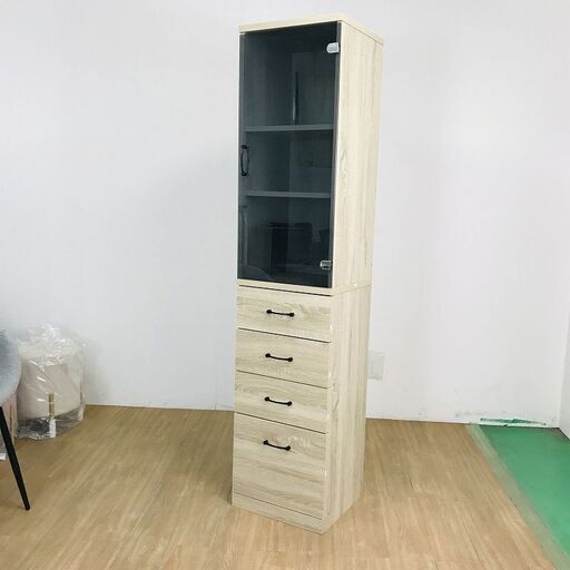 ☆新品・ガラス扉タイプ収納庫40㎝幅OK☆【訳あり特価品】