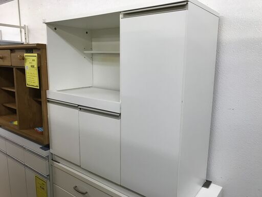 【FU1100】★★レンジボード ハーフ ホワイト 1人暮らし 2人暮らし 棚 収納棚 シンプル おしゃれ コンパクト 家具 収納家具 簡易クリーニング済 堺市 深井