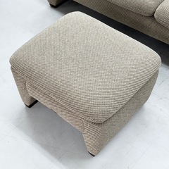 【超美品‼️】定価25万♪ カリモク 188cm幅2人掛けソファ オットマン付き ラヴソファ 平織布張りグレー♪