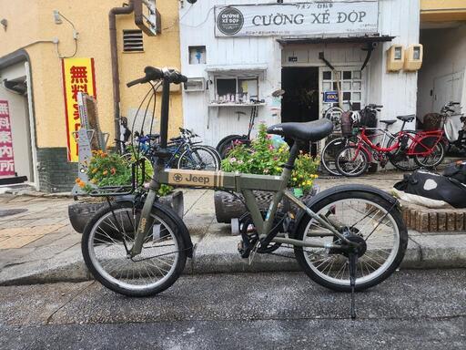 折りたたみ自転車　ＪＥＥＰ　２０インチ　６変速　緑　配達可能