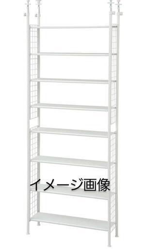 103f[山善] フリーラック (突っ張り) スリム 幅78×奥行25×高さ209-282cm 棚板耐荷重10kg 棚板の高さが変えられる 壁面収納 本棚 組立品 ホワイト STR-788(WH/WH)開封未使用品y100903f