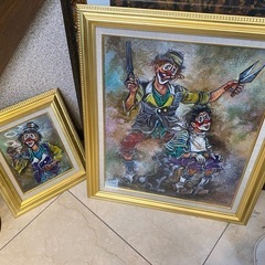 ピエロの絵画　2つ ピエロ絵画2点