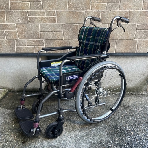 車椅子 カワムラサイクル 緑チェック柄