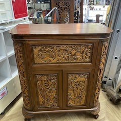 0086 木彫り飾り棚 - キャビネット 