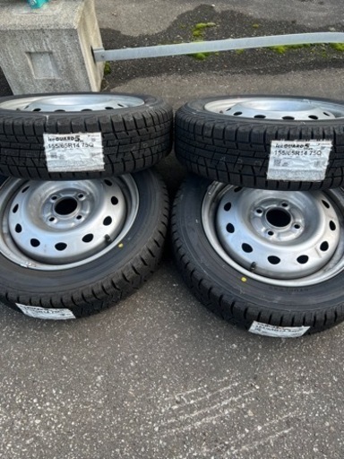 ダンロップサマータイヤ155／80R14 88／86N LT鉄ホイールセット深溝 ほそい