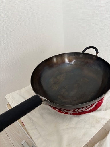 臻三环 ZhenSanHuan 34cm 手打ち鉄製中華鍋-ハンドル➕シリコングリップ付き