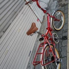 CAPTAIN STAG[キャプテンスタッグ]20吋 折り畳み自転車 外装6段/レッドxシルバー