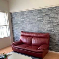 明日まで本革二人がけソファー