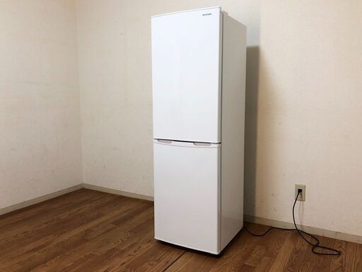 アイリスオーヤマ冷凍冷蔵庫AF162-W右開き2ドア162L静音・省エネ基準達成率117%達成・LED庫内灯搭載　IRIS OHYAMA　除菌洗浄/動作確認済み