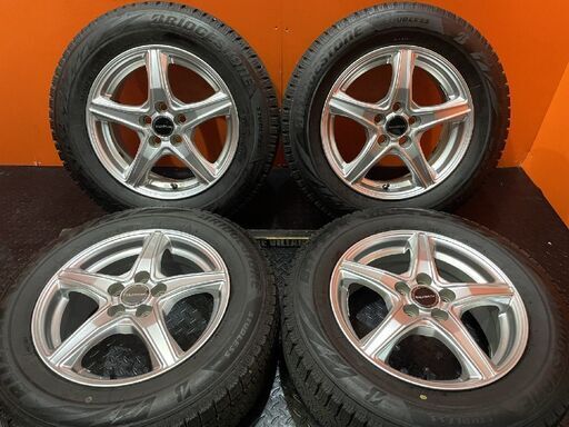 タイヤ走行短め【BS BLIZZAK VRX2 195/65R15】スタッドレス【BALMINUM 15インチ 6J5HPCD100+45】トヨタ純正ナット必須 50プリウス (VTF967)