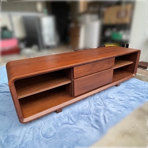 f●■ニトリ・テレビボード/テレビ台・幅150×奥行44×高さ46cm・木製ローボード・モダンな曲げ木デザインのローボード(トロン 150 )