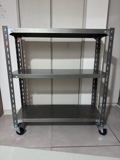 d\u0026department 工業用スチールシェルフ3段 W885 D300 H905 クリア キャスター付