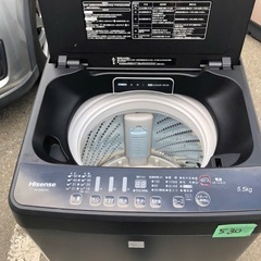 NO 530  🌈福岡市内配送設置無料✨🌈  2020年式　ハイセンス 5．5kg全自動洗濯機 keyword マットブラック HW-G55E5KK