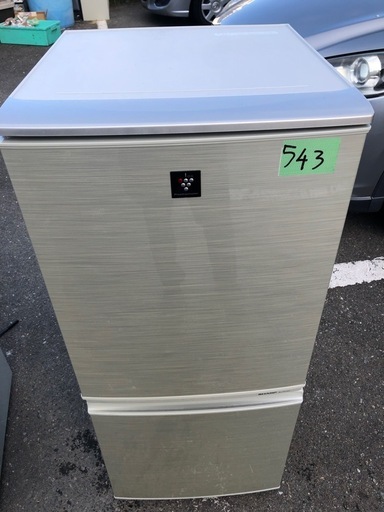NO  543 福岡市内配送設置無料✨　シャープ SHARP プラズマクラスター搭載冷蔵庫 (137L・つけかえどっちもドア) 2ドア ゴールド系 SJ-PD14X-N